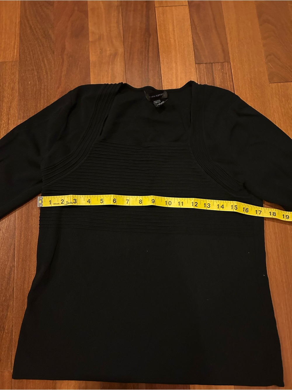 Cable & Gauge Black Square-Neck Ribbed Knit Top - Picture 5 of 7